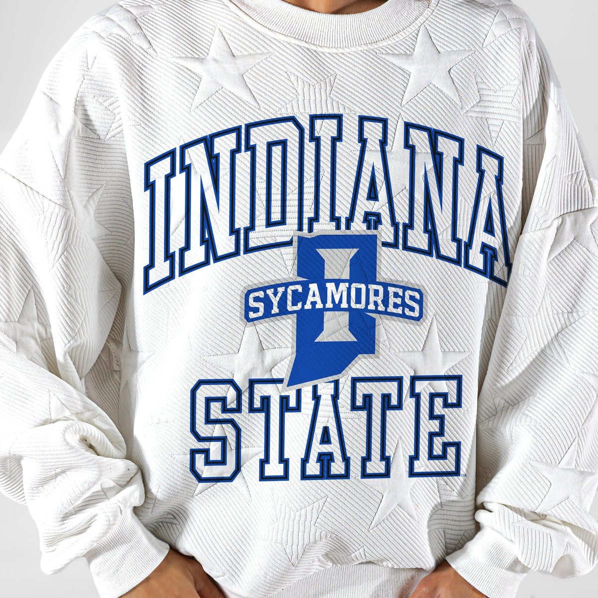 INDIANA STATE SYCAMORES BIG PLAY ENERGY EMBOSSED STAR CREWNECK