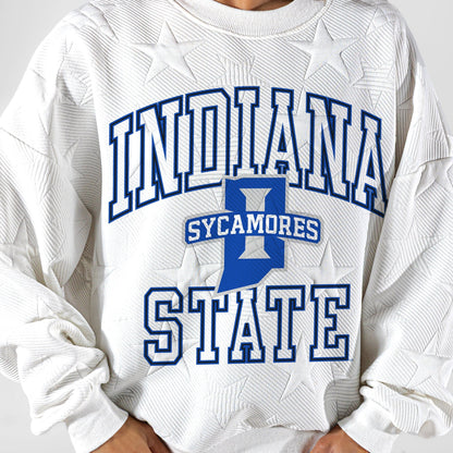 INDIANA STATE SYCAMORES BIG PLAY ENERGY EMBOSSED STAR CREWNECK