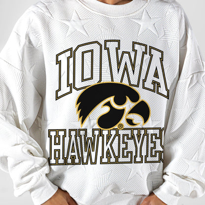 IOWA HAWKEYES BIG PLAY ENERGY EMBOSSED STAR CREWNECK