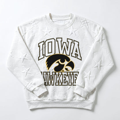 IOWA HAWKEYES BIG PLAY ENERGY EMBOSSED STAR CREWNECK
