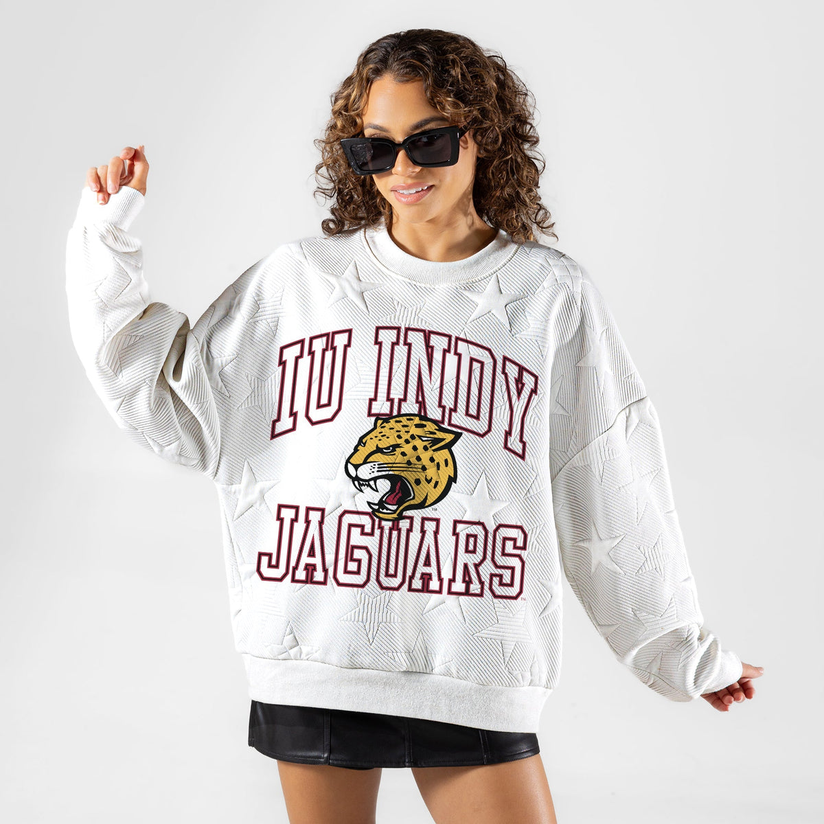 IU INDIANAPOLIS JAGUARS BIG PLAY ENERGY EMBOSSED STAR CREWNECK