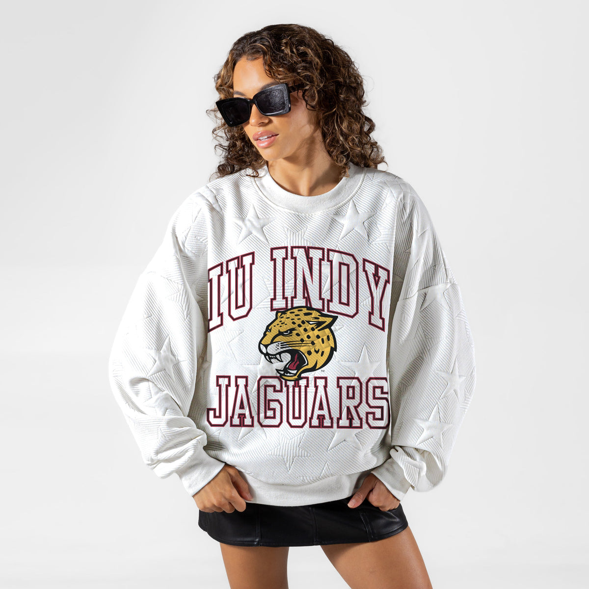 IU INDIANAPOLIS JAGUARS BIG PLAY ENERGY EMBOSSED STAR CREWNECK