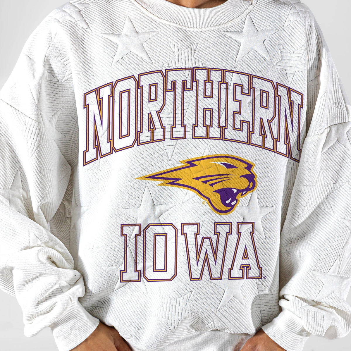 NORTHERN IOWA PANTHERS BIG PLAY ENERGY EMBOSSED STAR CREWNECK