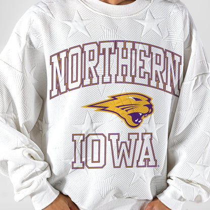NORTHERN IOWA PANTHERS BIG PLAY ENERGY EMBOSSED STAR CREWNECK