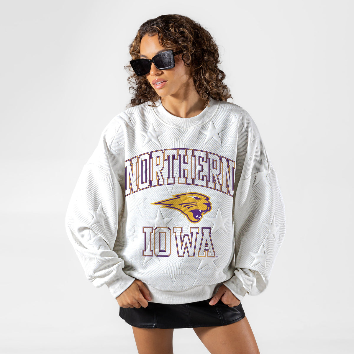 NORTHERN IOWA PANTHERS BIG PLAY ENERGY EMBOSSED STAR CREWNECK