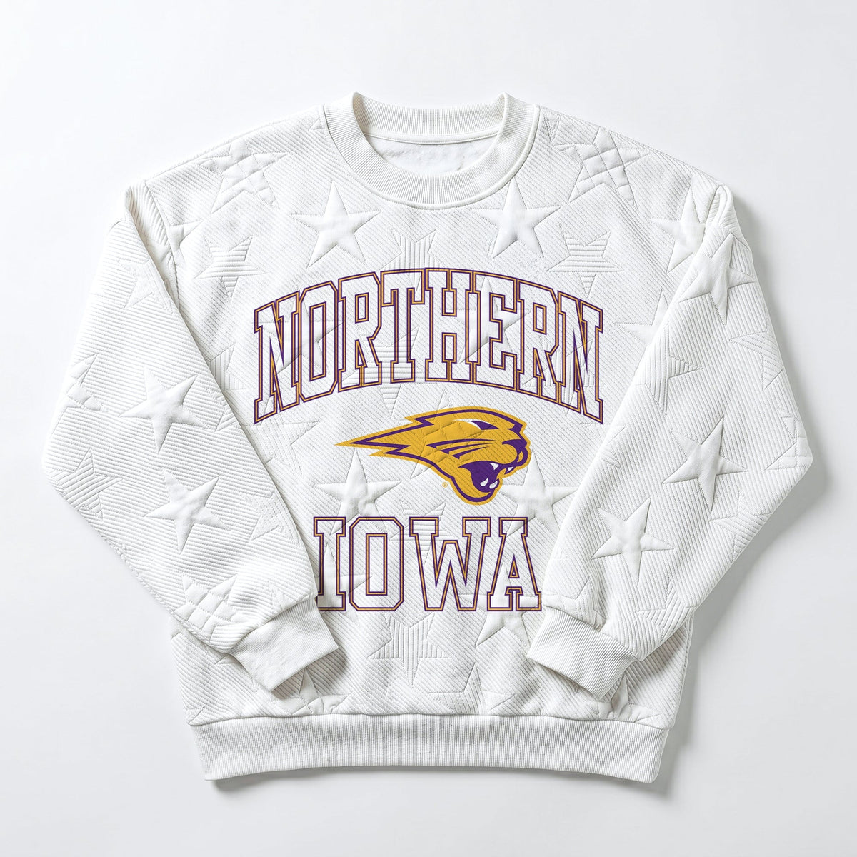 NORTHERN IOWA PANTHERS BIG PLAY ENERGY EMBOSSED STAR CREWNECK