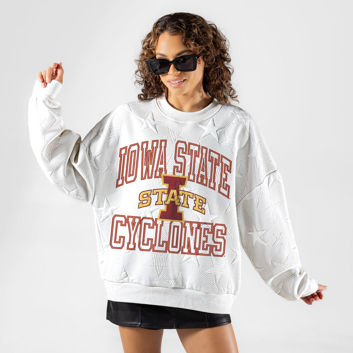 IOWA STATE CYCLONES BIG PLAY ENERGY EMBOSSED STAR CREWNECK