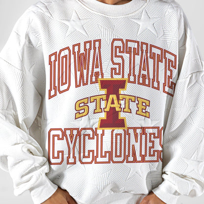 IOWA STATE CYCLONES BIG PLAY ENERGY EMBOSSED STAR CREWNECK