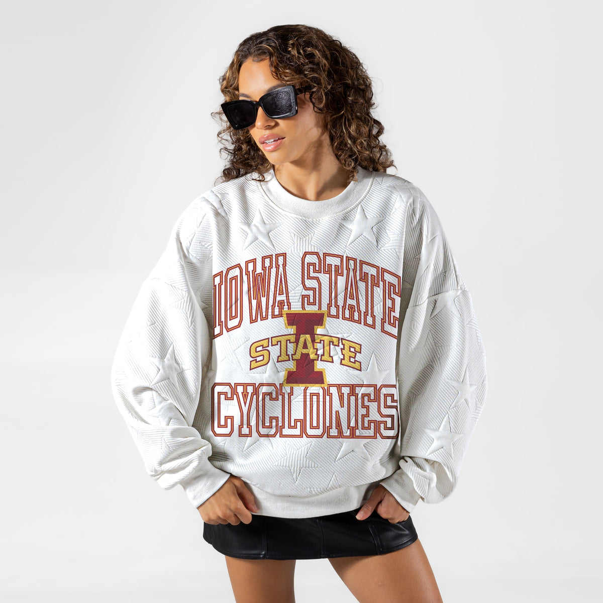 IOWA STATE CYCLONES BIG PLAY ENERGY EMBOSSED STAR CREWNECK