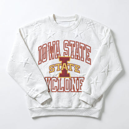 IOWA STATE CYCLONES BIG PLAY ENERGY EMBOSSED STAR CREWNECK