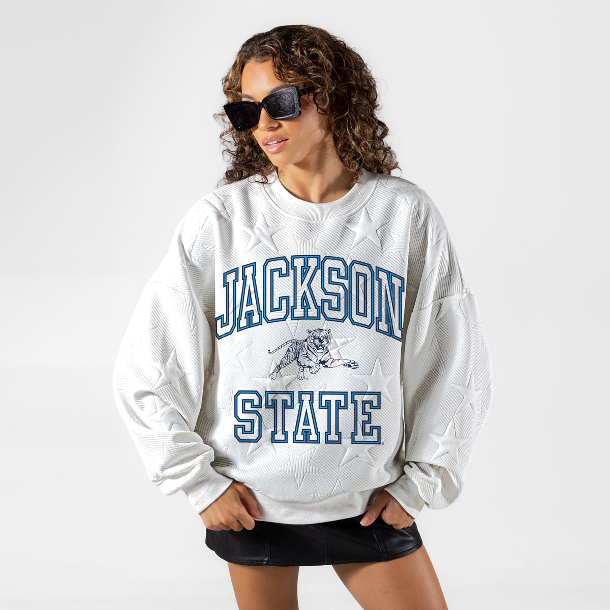 JACKSON STATE TIGERS BIG PLAY ENERGY EMBOSSED STAR CREWNECK
