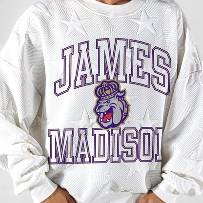 JAMES MADISON DUKES BIG PLAY ENERGY EMBOSSED STAR CREWNECK