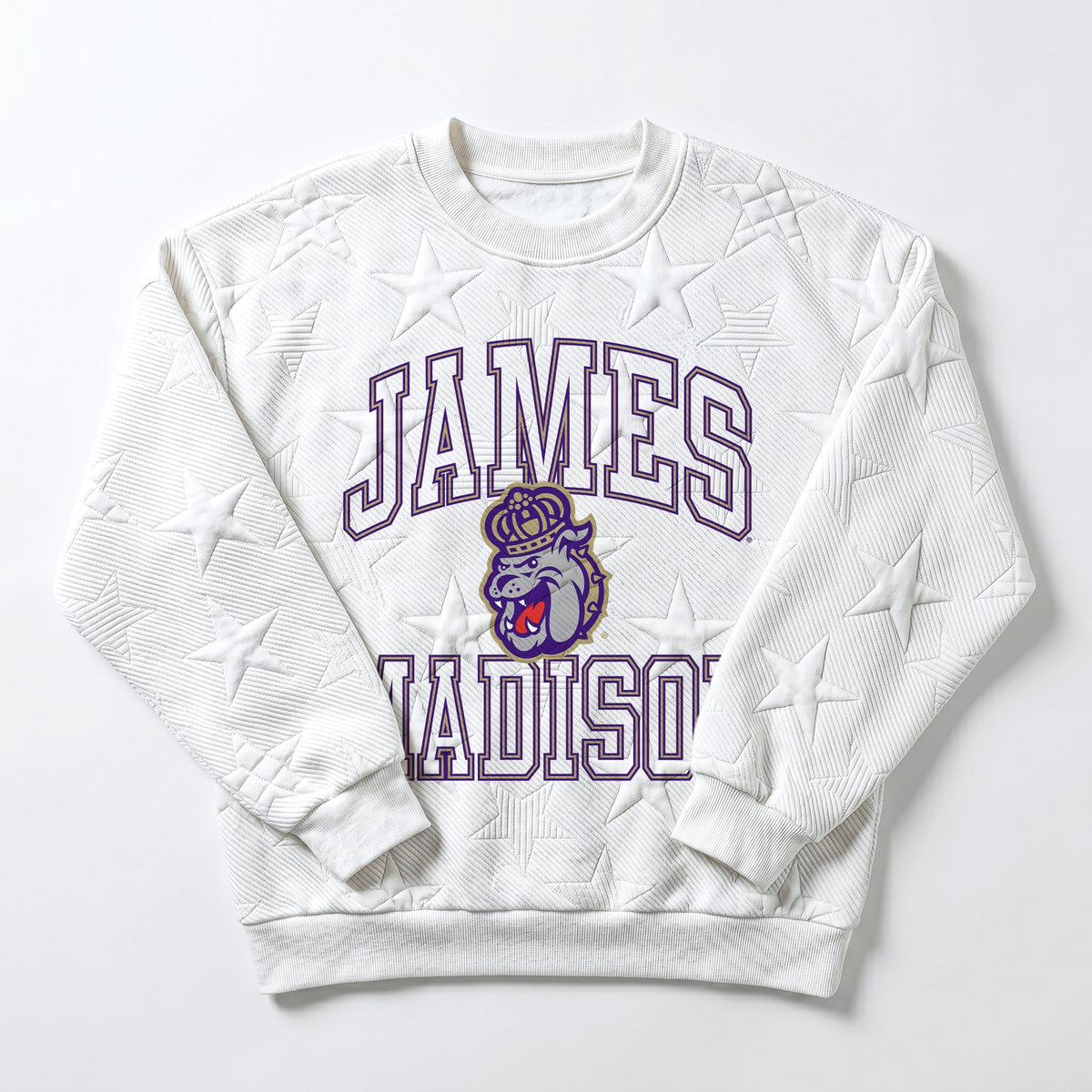 JAMES MADISON DUKES BIG PLAY ENERGY EMBOSSED STAR CREWNECK