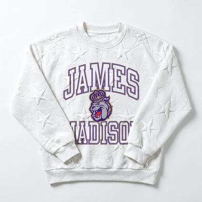 JAMES MADISON DUKES BIG PLAY ENERGY EMBOSSED STAR CREWNECK