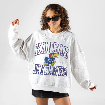 KANSAS JAYHAWKS BIG PLAY ENERGY EMBOSSED STAR CREWNECK