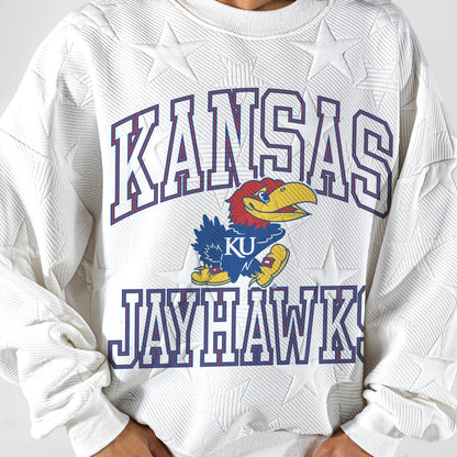 KANSAS JAYHAWKS BIG PLAY ENERGY EMBOSSED STAR CREWNECK