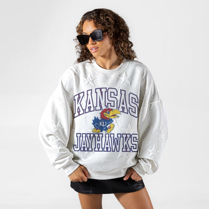 KANSAS JAYHAWKS BIG PLAY ENERGY EMBOSSED STAR CREWNECK