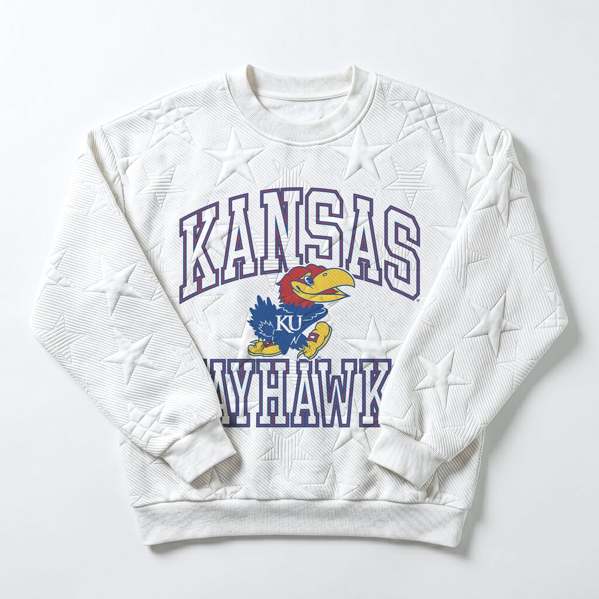 KANSAS JAYHAWKS BIG PLAY ENERGY EMBOSSED STAR CREWNECK
