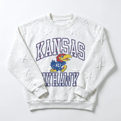 KANSAS JAYHAWKS BIG PLAY ENERGY EMBOSSED STAR CREWNECK
