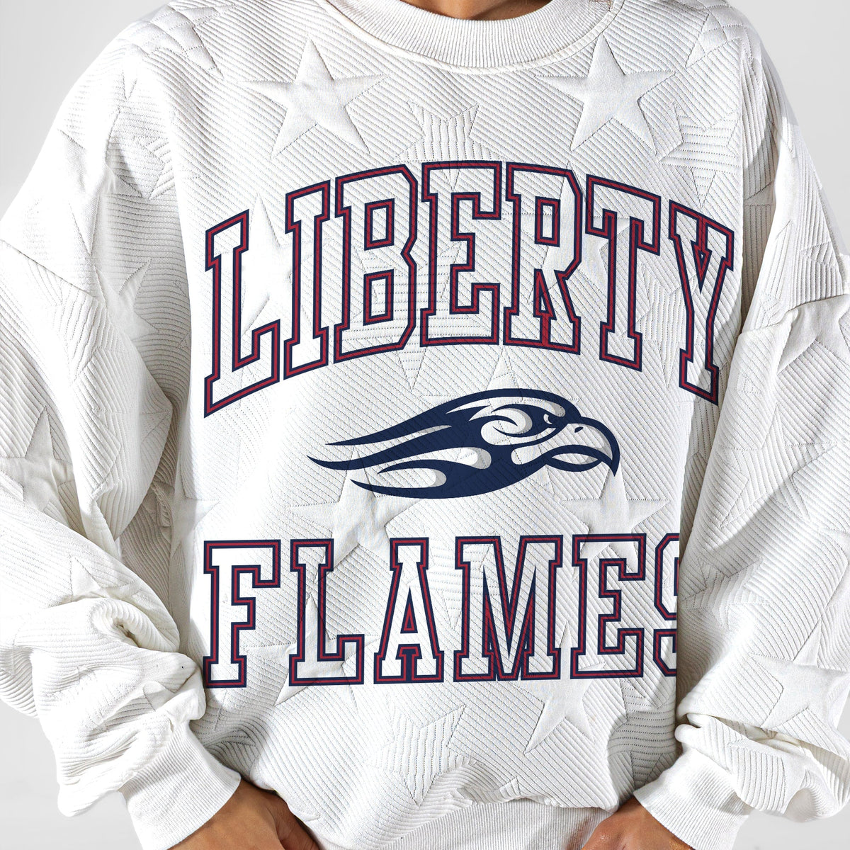 LIBERTY FLAMES BIG PLAY ENERGY EMBOSSED STAR CREWNECK