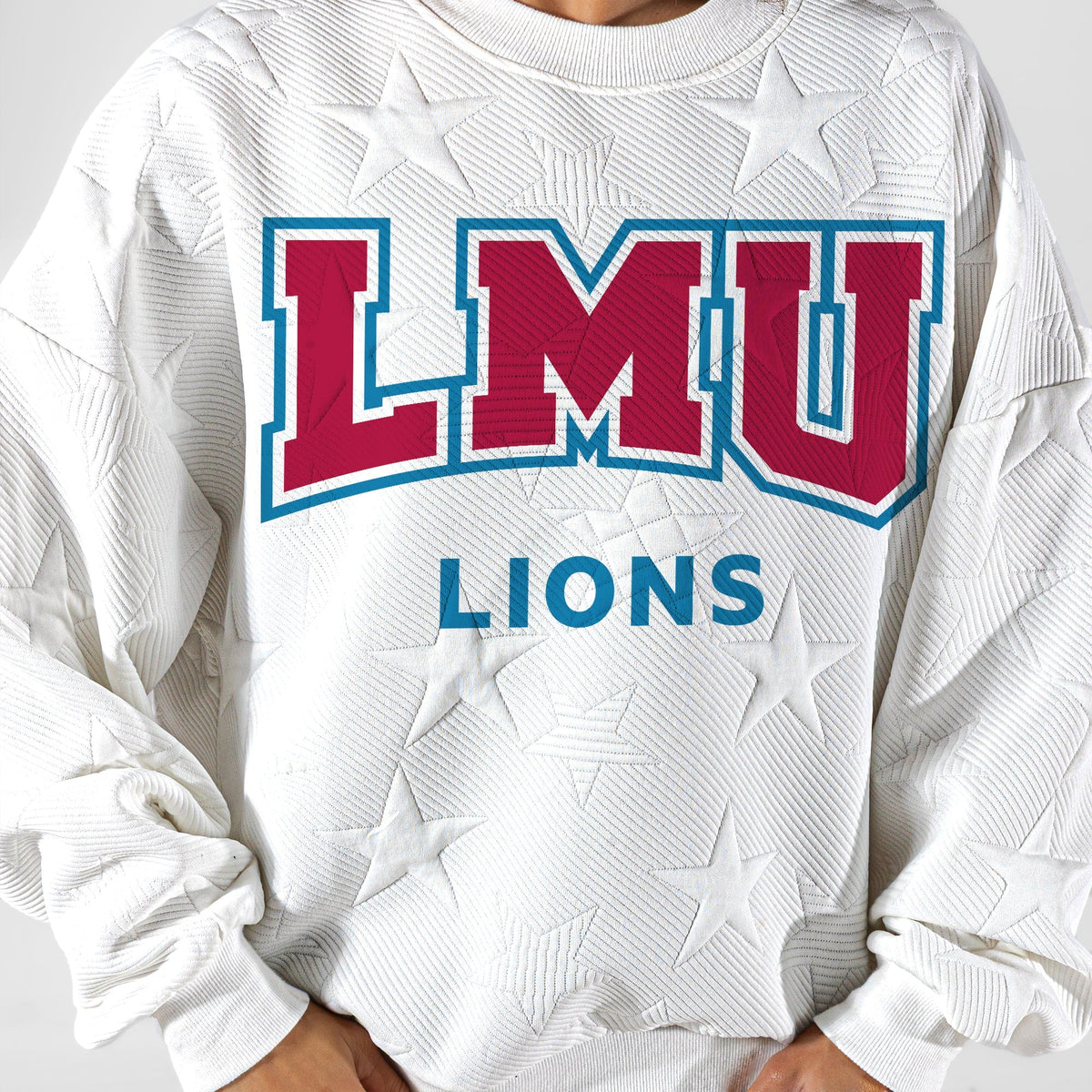 LOYOLA MARYMOUNT LIONS BIG PLAY ENERGY EMBOSSED STAR CREWNECK