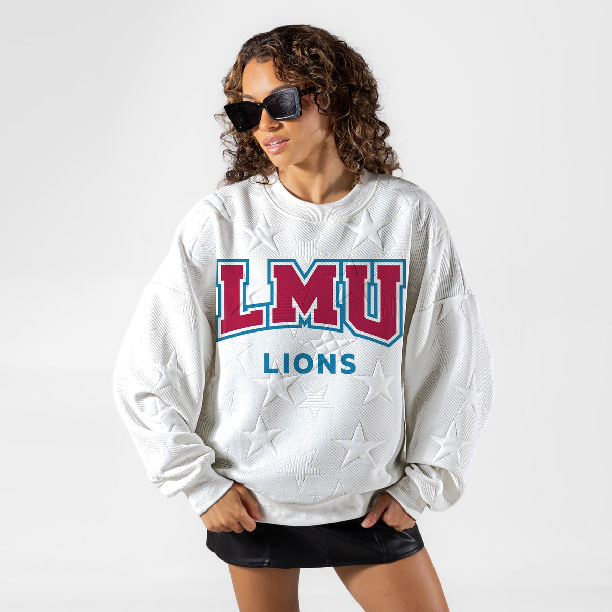 LOYOLA MARYMOUNT LIONS BIG PLAY ENERGY EMBOSSED STAR CREWNECK