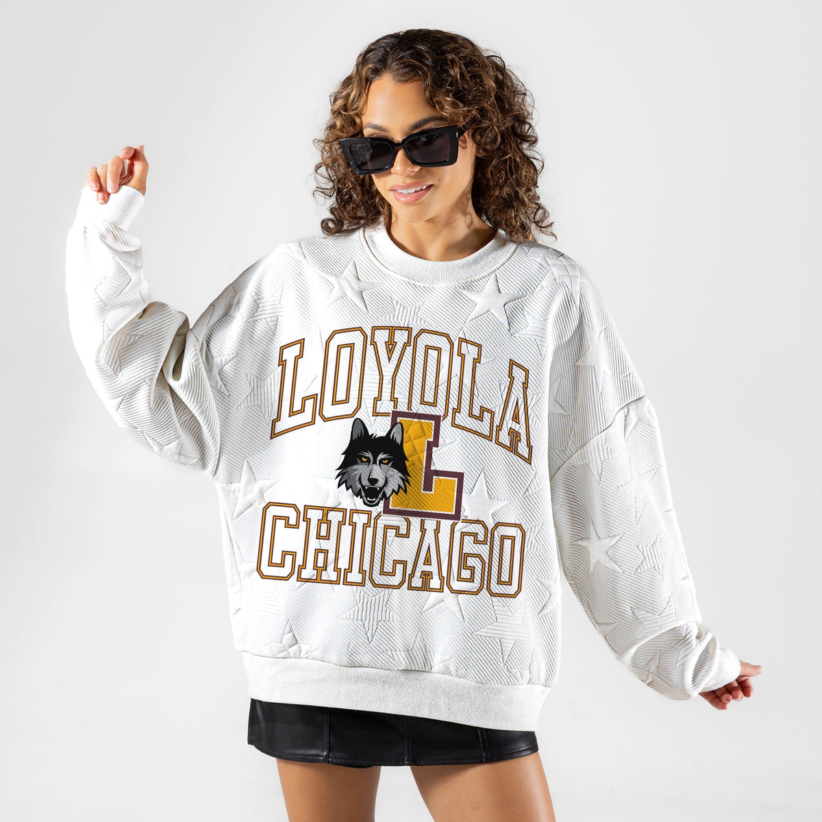 LOYOLA RAMBLERS BIG PLAY ENERGY EMBOSSED STAR CREWNECK