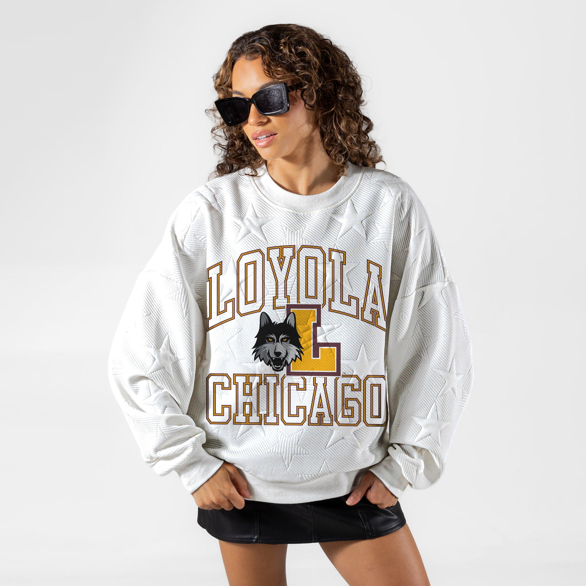 LOYOLA RAMBLERS BIG PLAY ENERGY EMBOSSED STAR CREWNECK