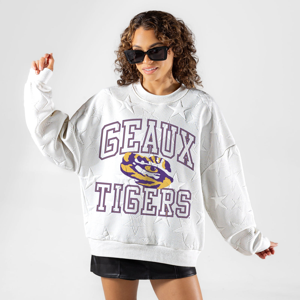 LSU TIGERS BIG PLAY ENERGY EMBOSSED STAR CREWNECK