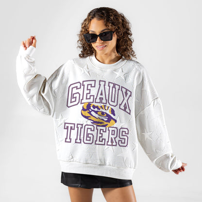 LSU TIGERS BIG PLAY ENERGY EMBOSSED STAR CREWNECK