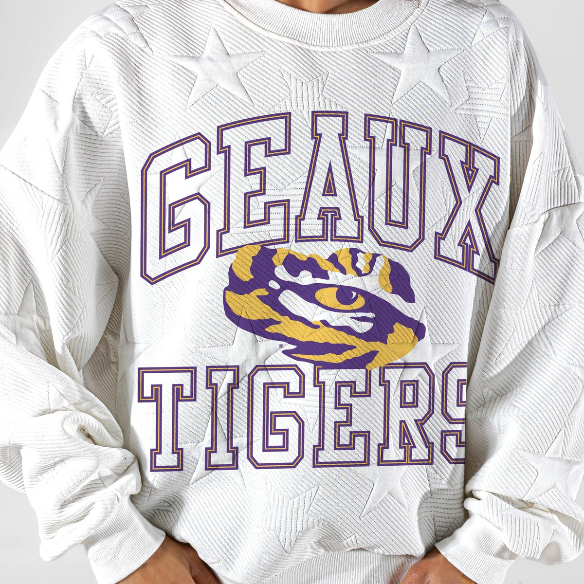 LSU TIGERS BIG PLAY ENERGY EMBOSSED STAR CREWNECK