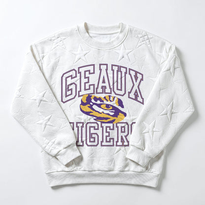 LSU TIGERS BIG PLAY ENERGY EMBOSSED STAR CREWNECK