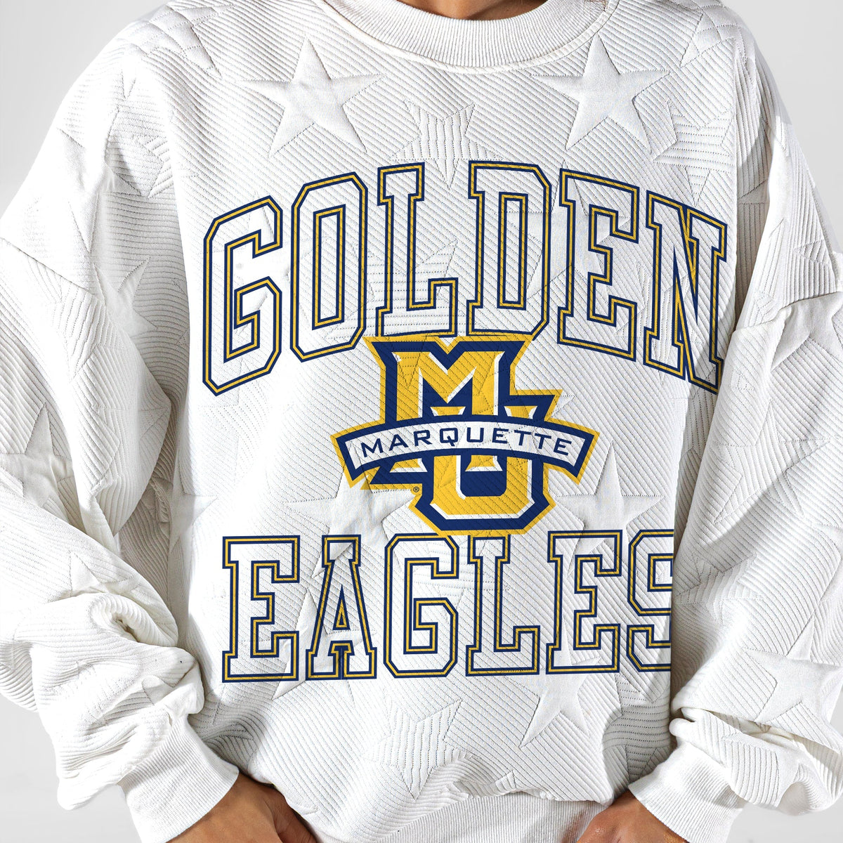 MARQUETTE GOLDEN EAGLES BIG PLAY ENERGY EMBOSSED STAR CREWNECK