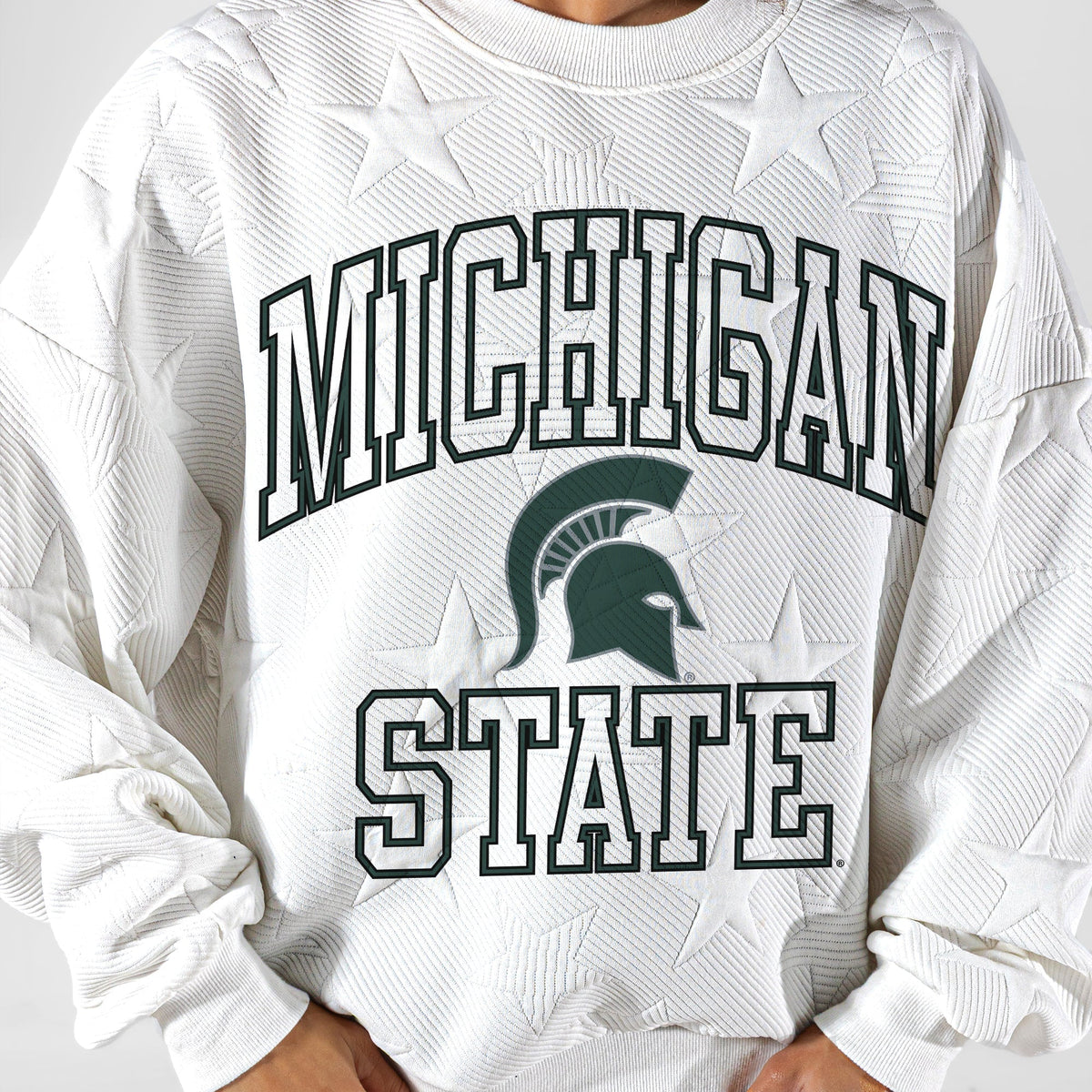 MICHIGAN STATE SPARTANS BIG PLAY ENERGY EMBOSSED STAR CREWNECK