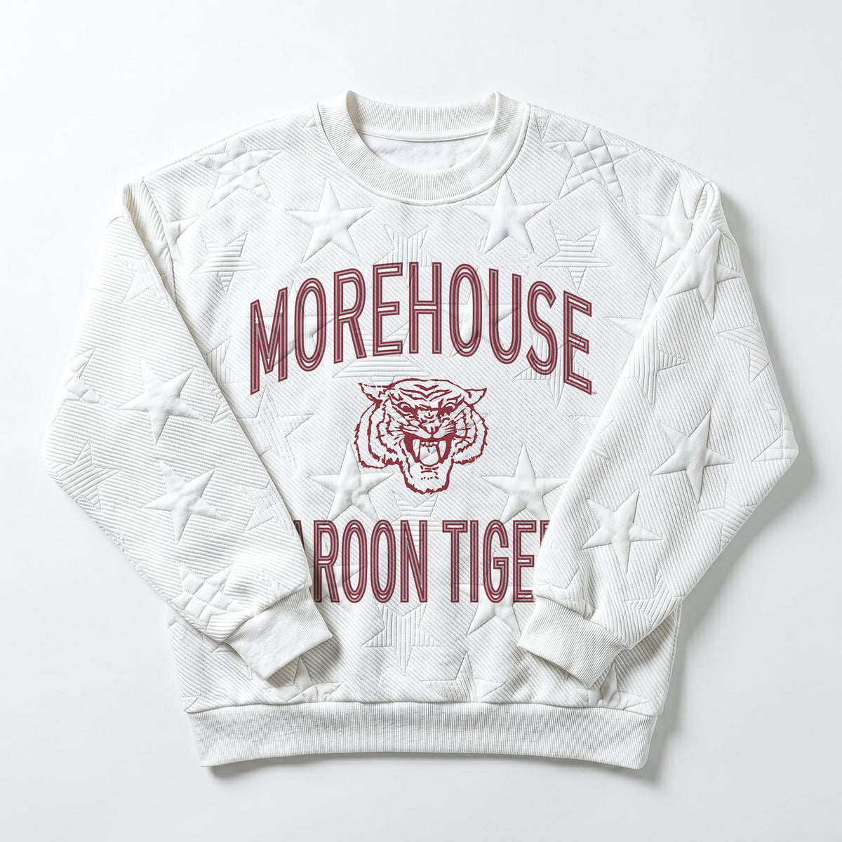 MOREHOUSE MAROON TIGERS BIG PLAY ENERGY EMBOSSED STAR CREWNECK