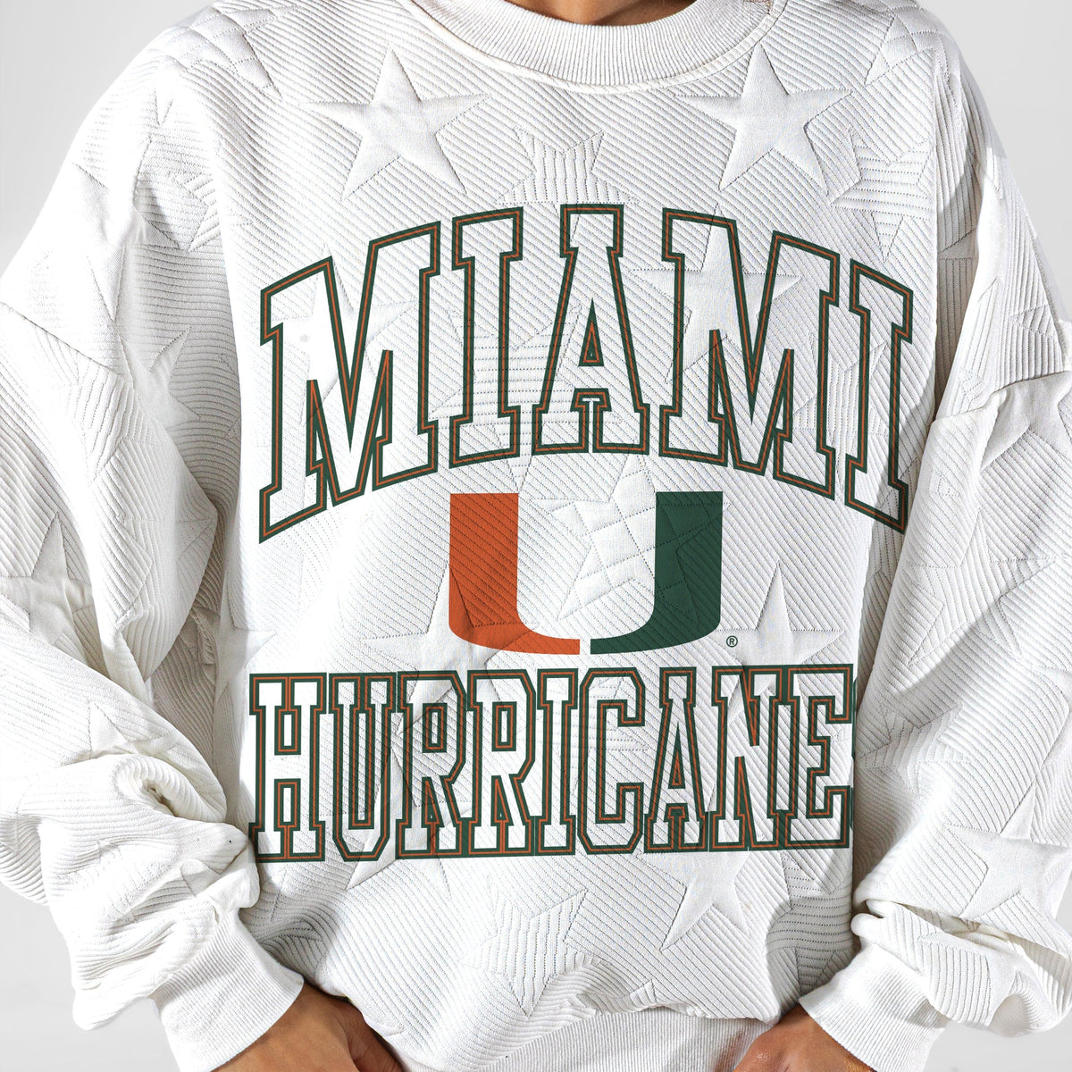 MIAMI HURRICANES BIG PLAY ENERGY EMBOSSED STAR CREWNECK