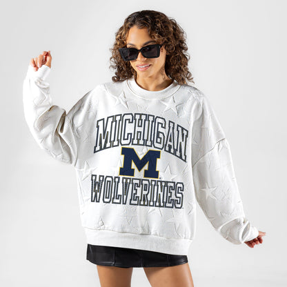 MICHIGAN WOLVERINES BIG PLAY ENERGY EMBOSSED STAR CREWNECK