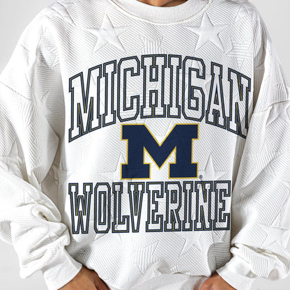 MICHIGAN WOLVERINES BIG PLAY ENERGY EMBOSSED STAR CREWNECK