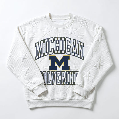 MICHIGAN WOLVERINES BIG PLAY ENERGY EMBOSSED STAR CREWNECK