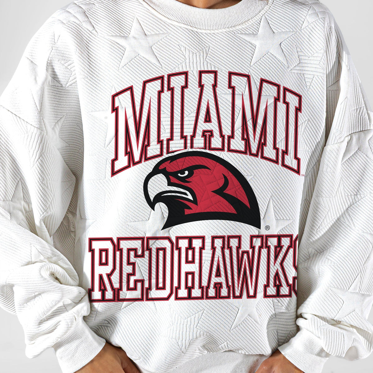 MIAMI OF OHIO REDHAWKS BIG PLAY ENERGY EMBOSSED STAR CREWNECK