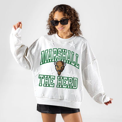 MARSHALL THUNDERING HERD BIG PLAY ENERGY EMBOSSED STAR CREWNECK