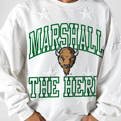 MARSHALL THUNDERING HERD BIG PLAY ENERGY EMBOSSED STAR CREWNECK
