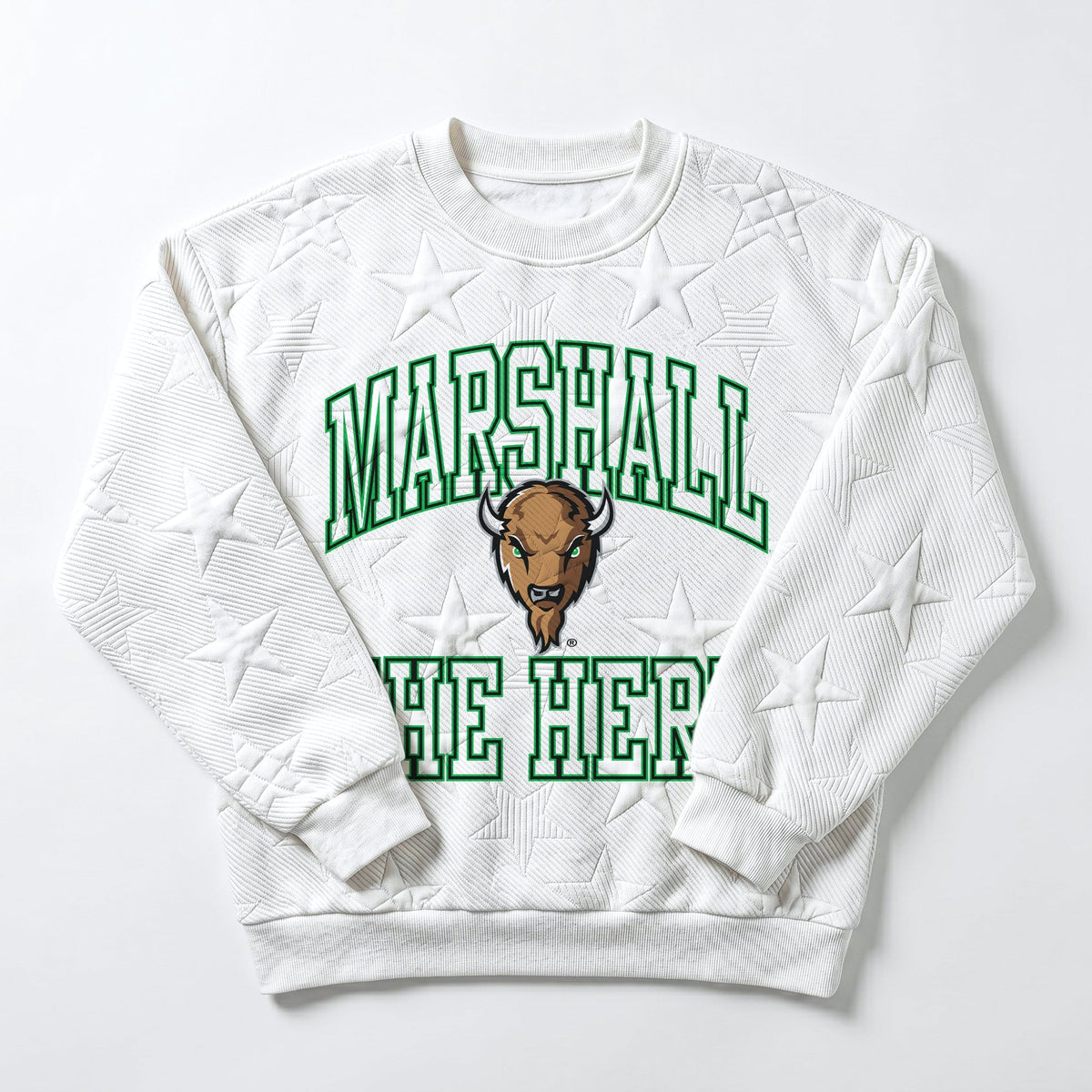 MARSHALL THUNDERING HERD BIG PLAY ENERGY EMBOSSED STAR CREWNECK