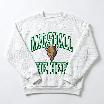 MARSHALL THUNDERING HERD BIG PLAY ENERGY EMBOSSED STAR CREWNECK