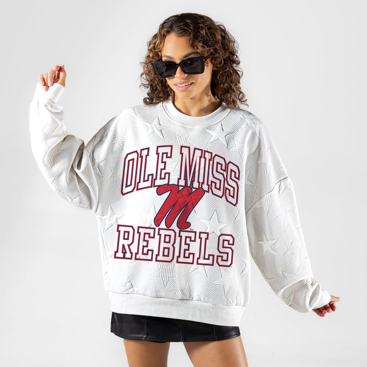OLE MISS REBELS BIG PLAY ENERGY EMBOSSED STAR CREWNECK