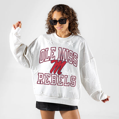 OLE MISS REBELS BIG PLAY ENERGY EMBOSSED STAR CREWNECK
