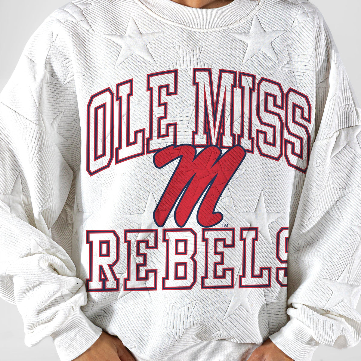 OLE MISS REBELS BIG PLAY ENERGY EMBOSSED STAR CREWNECK