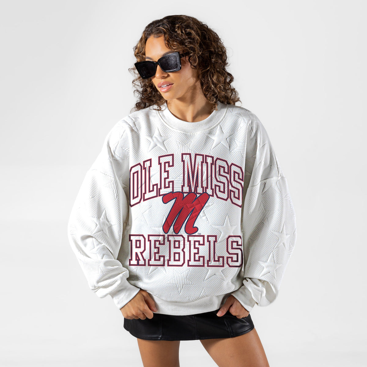 OLE MISS REBELS BIG PLAY ENERGY EMBOSSED STAR CREWNECK