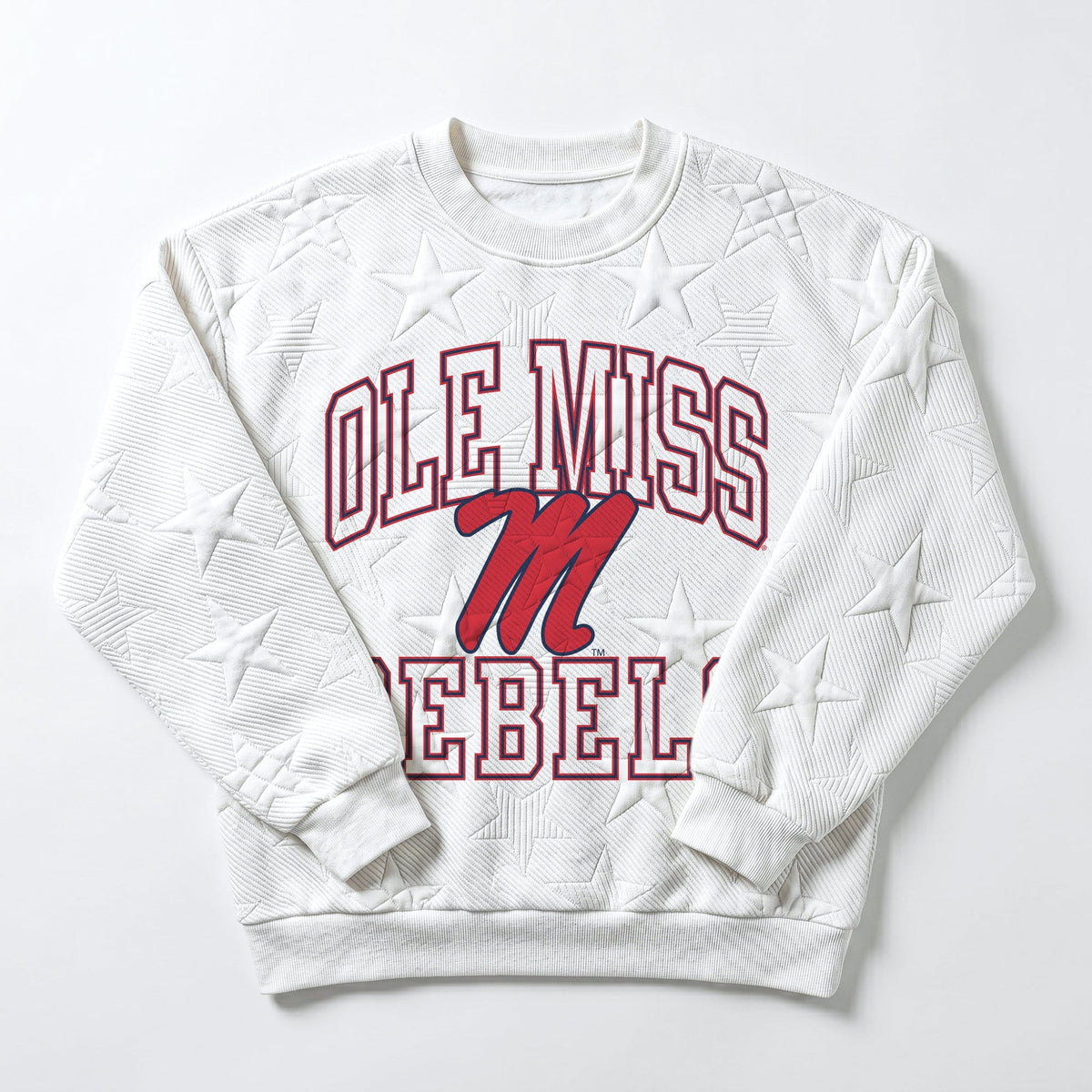 OLE MISS REBELS BIG PLAY ENERGY EMBOSSED STAR CREWNECK