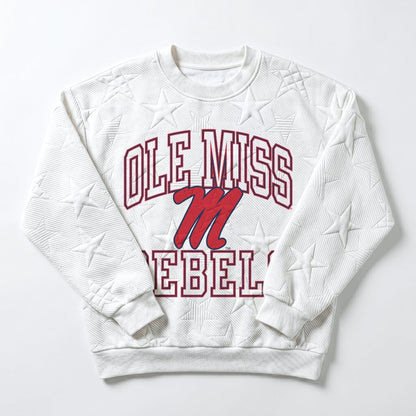 OLE MISS REBELS BIG PLAY ENERGY EMBOSSED STAR CREWNECK